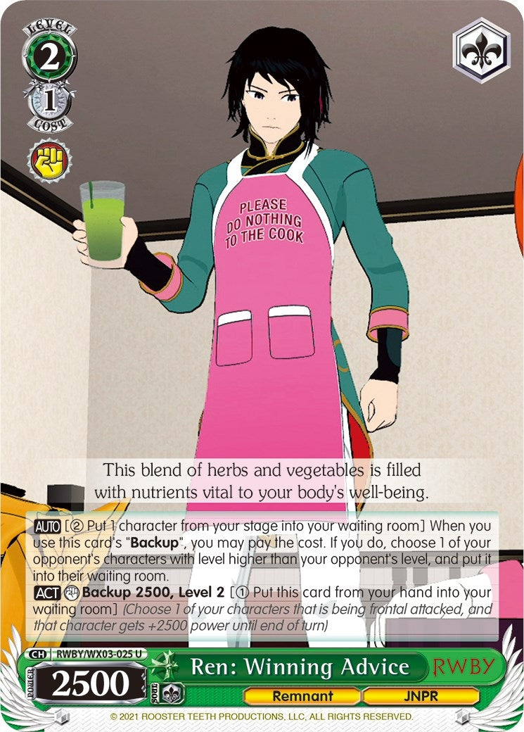 Ren: Winning Advice (3025) [RWBY/WX03] - Weiss Schwarz Single