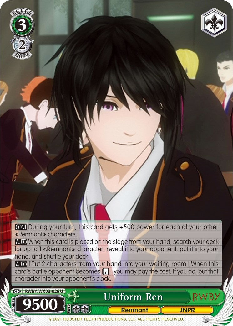 Uniform Ren (3026) [RWBY/WX03] - Weiss Schwarz Single