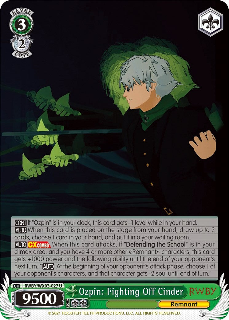 Ozpin: Fighting Off Cinder (3027) [RWBY/WX03] - Weiss Schwarz Single
