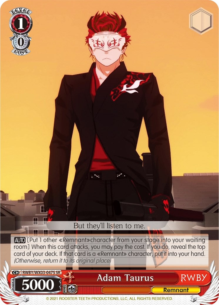 Adam Taurus (SR) (3047) [RWBY/WX03] - Weiss Schwarz Single