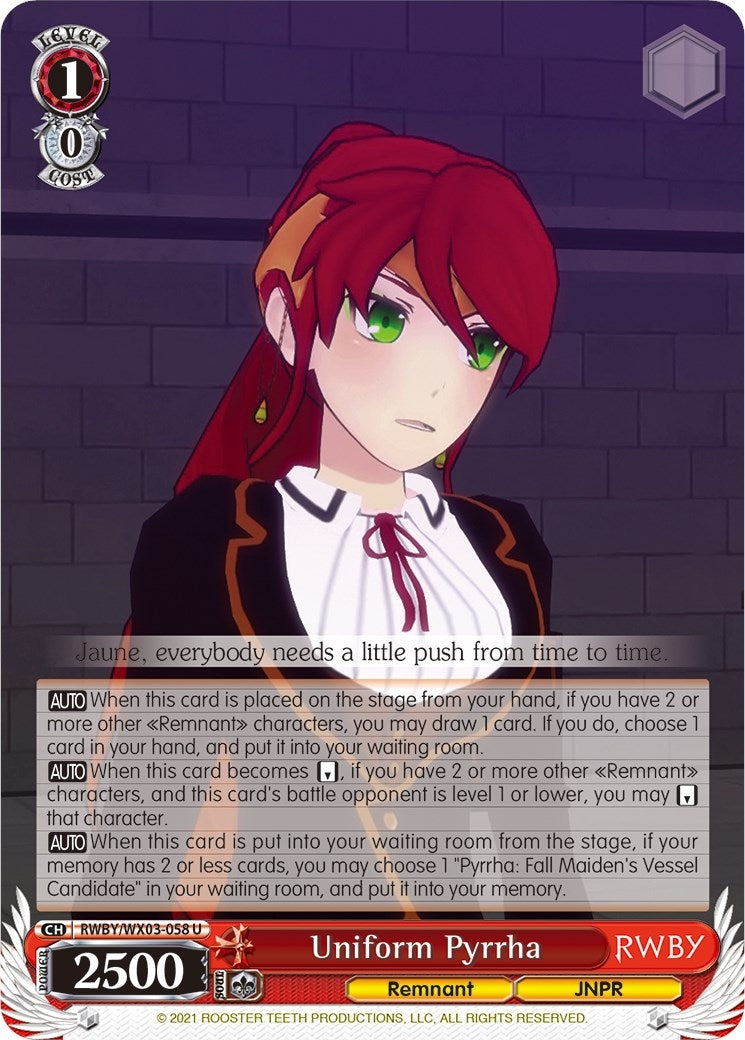 Uniform Pyrrha (3058) [RWBY/WX03] - Weiss Schwarz Single