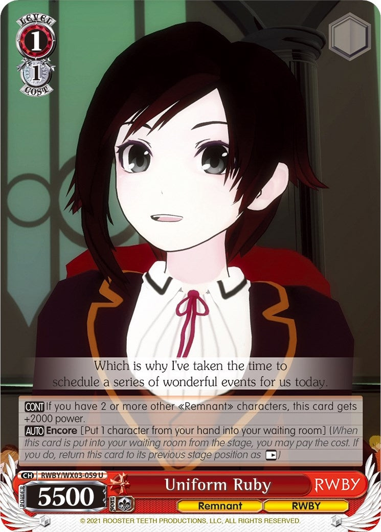 Uniform Ruby (3059) [RWBY/WX03] - Weiss Schwarz Single
