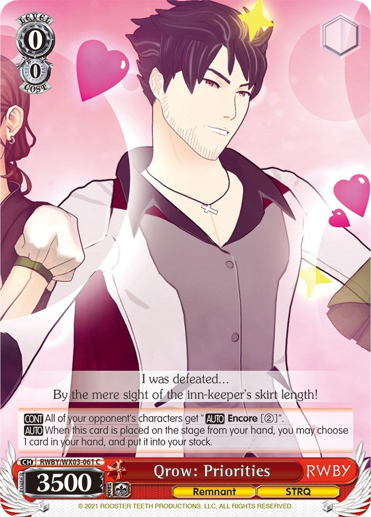 Qrow: Priorities (3061) [RWBY/WX03] - Weiss Schwarz Single