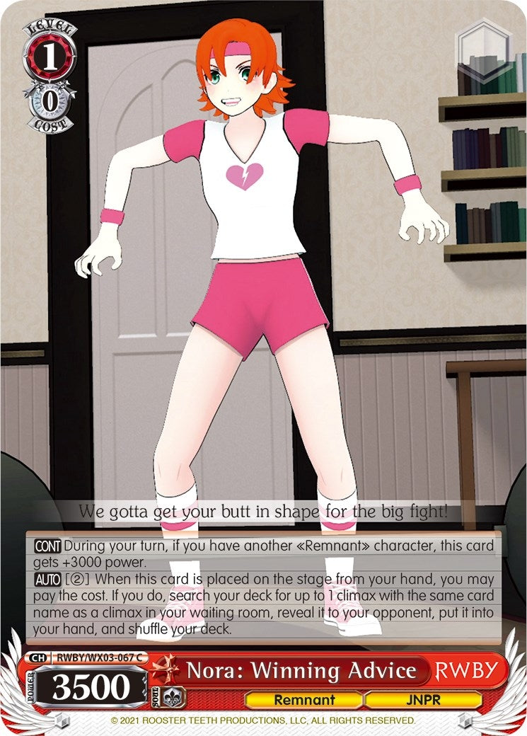 Nora: Winning Advice (3067) [RWBY/WX03] - Weiss Schwarz Single