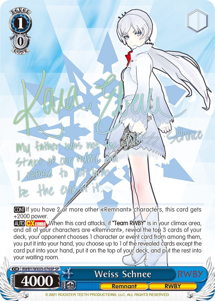 Weiss Schnee (SP) (3076) [RWBY/WX03] - Weiss Schwarz Single