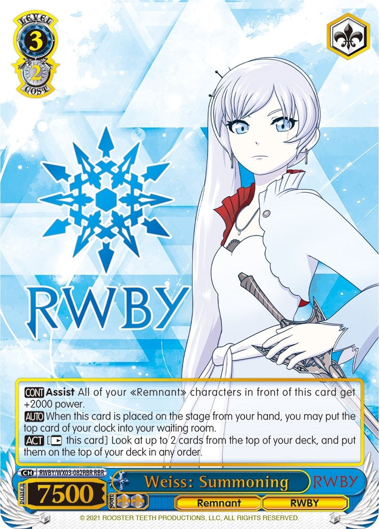 Weiss: Summoning (RBR) (3082) [RWBY/WX03] - Weiss Schwarz Single