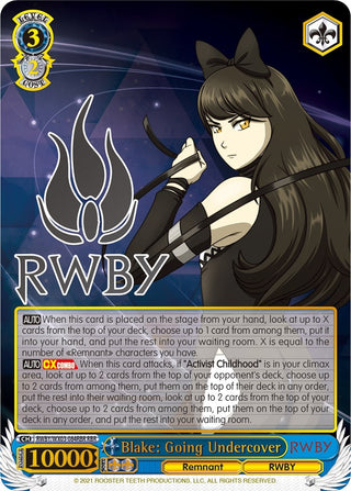 Blake: Going Undercover (RBR) (3084) [RWBY/WX03] - Weiss Schwarz Single