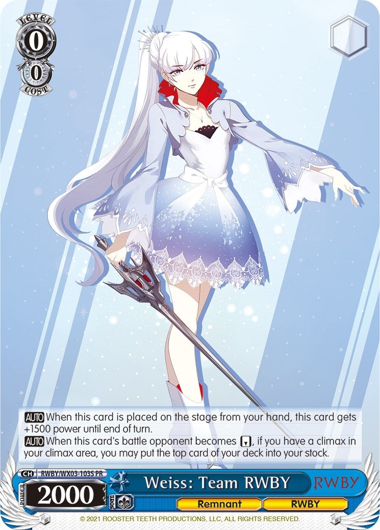 Weiss: Team RWBY (Alternate Art) (3103) [RWBY/WX03] - Weiss Schwarz Single