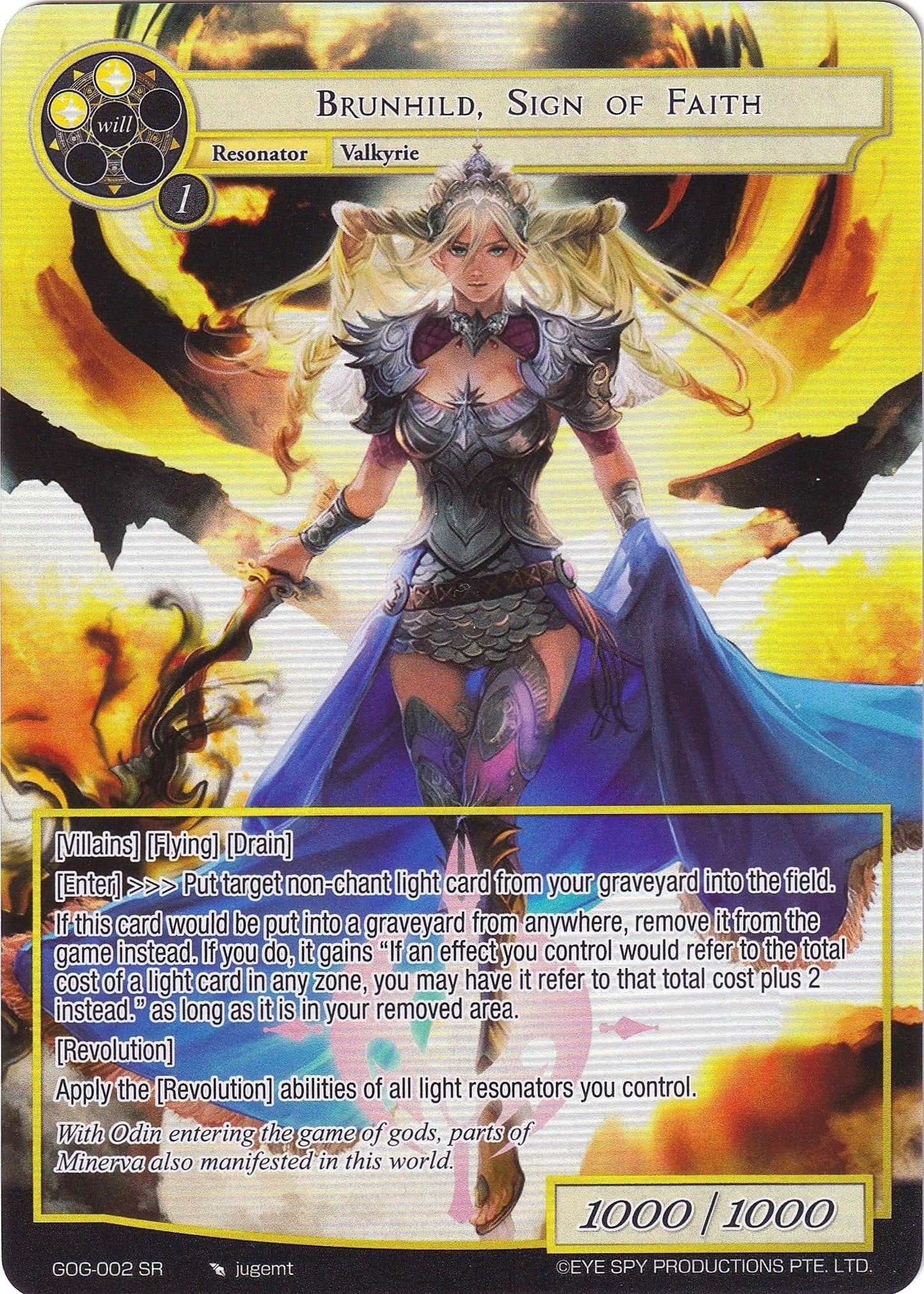 Brunhild Sign of Faith (Full Art) (2) [GOG] - Force of Will Single