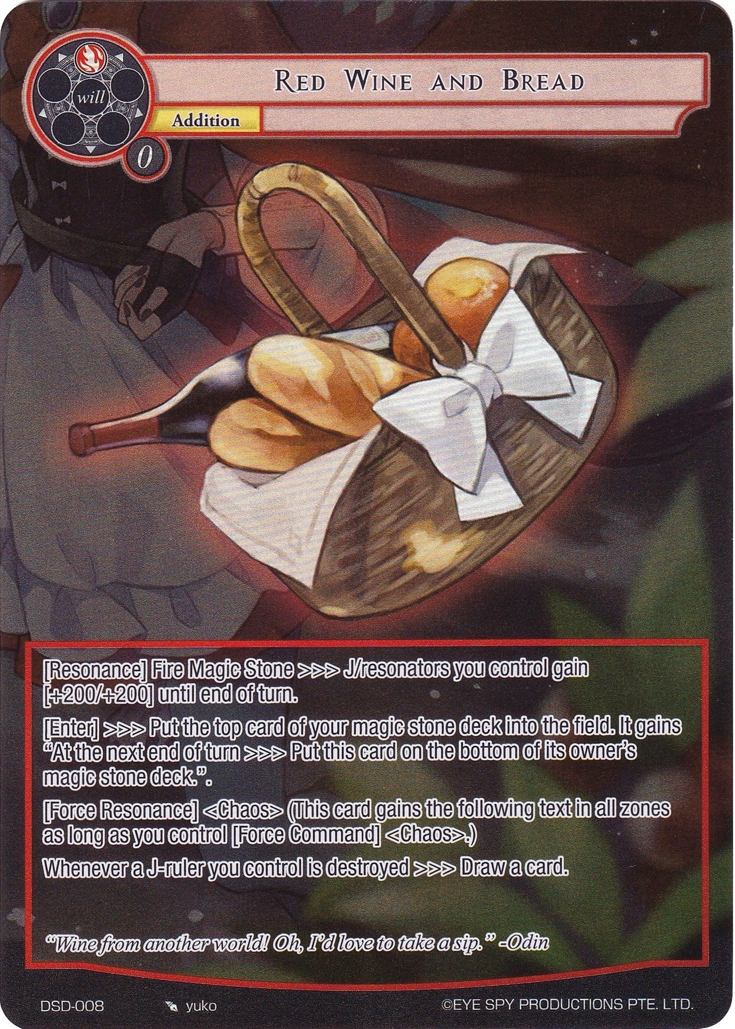Red Wine and Bread (Full Art) (8) - Force of Will Single