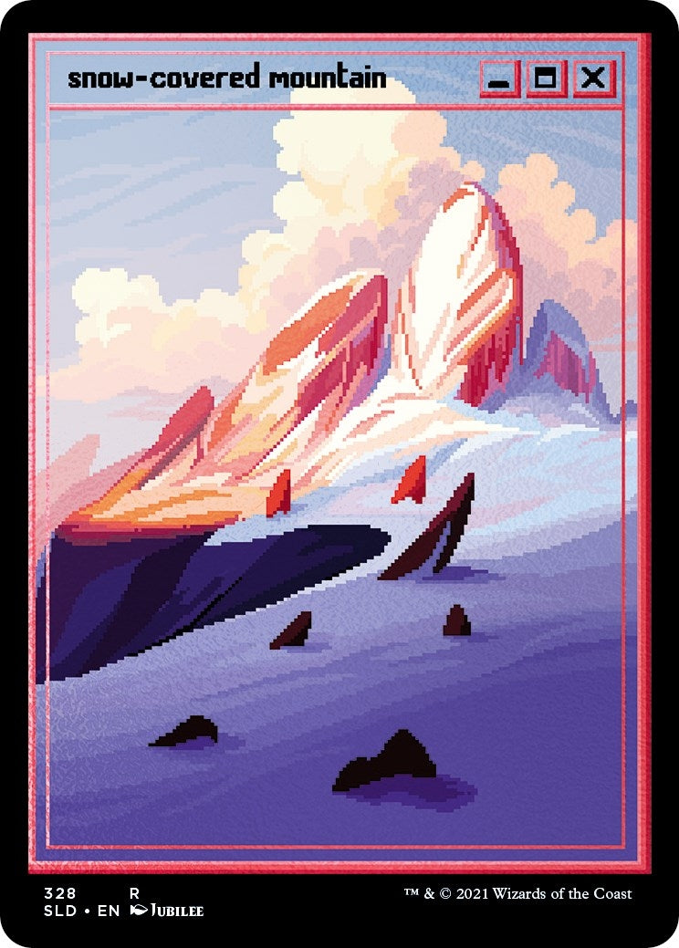 Snow-Covered Mountain (PixelSnowLands.jpg) (Foil Etched) (328) [SLD] - MTG Single