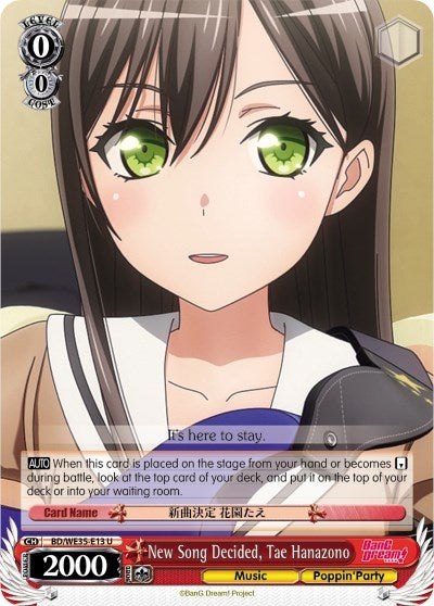 New Song Decided Tae Hanazono (3513) [BD/WE35] - Weiss Schwarz Single