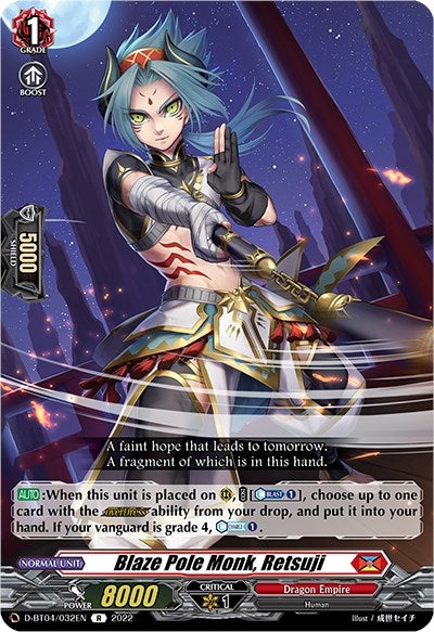 Blaze Pole Monk Retsuji (4032) [D-BT04] - Cardfight Vanguard Single