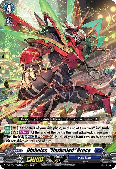 Diabolos ’Unrivaled’ Bruce (4004) [D-BT04] - Cardfight Vanguard Single