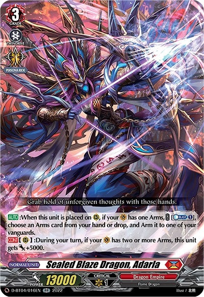 Sealed Blaze Dragon Adarla (4016) [D-BT04] - Cardfight Vanguard Single