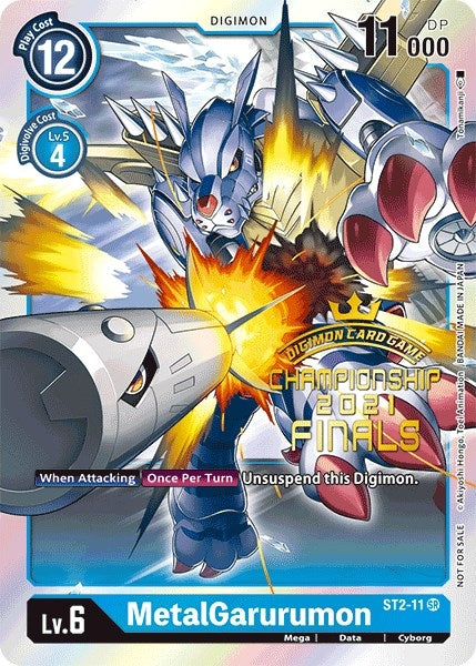 MetalGarurumon (2021 Championship Finals Event Pack Alt-Art Gold Stamp Set) (211) [ST-2] - Digimon Card Game Single