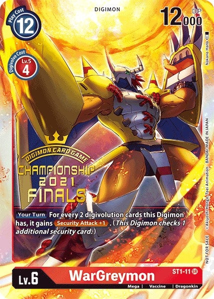 WarGreymon (2021 Championship Finals Event Pack Alt-Art Gold Stamp Set) (111) [ST-1] - Digimon Card Game Single