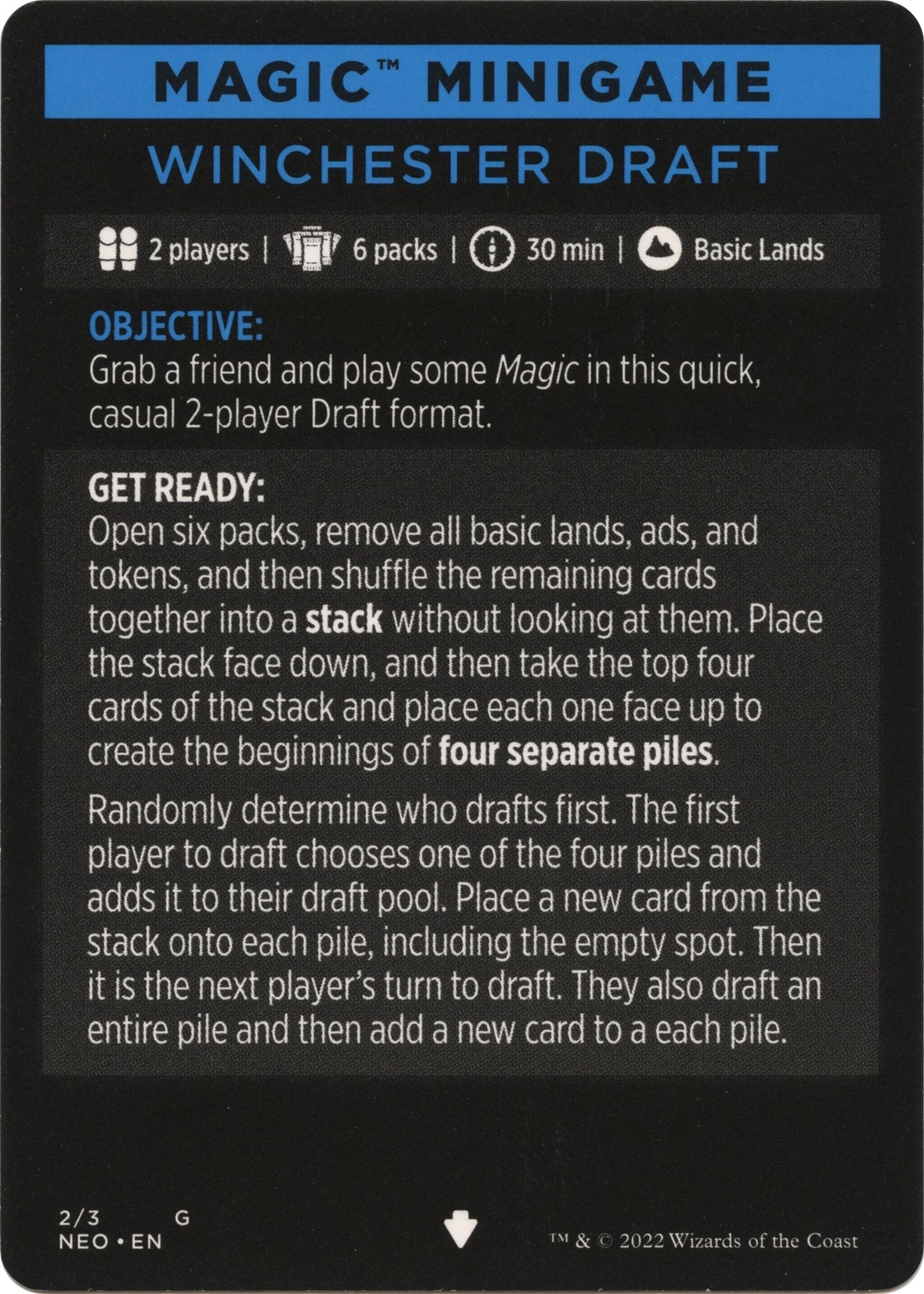 Magic Minigame: Winchester Draft (2) [NEO] - MTG Single