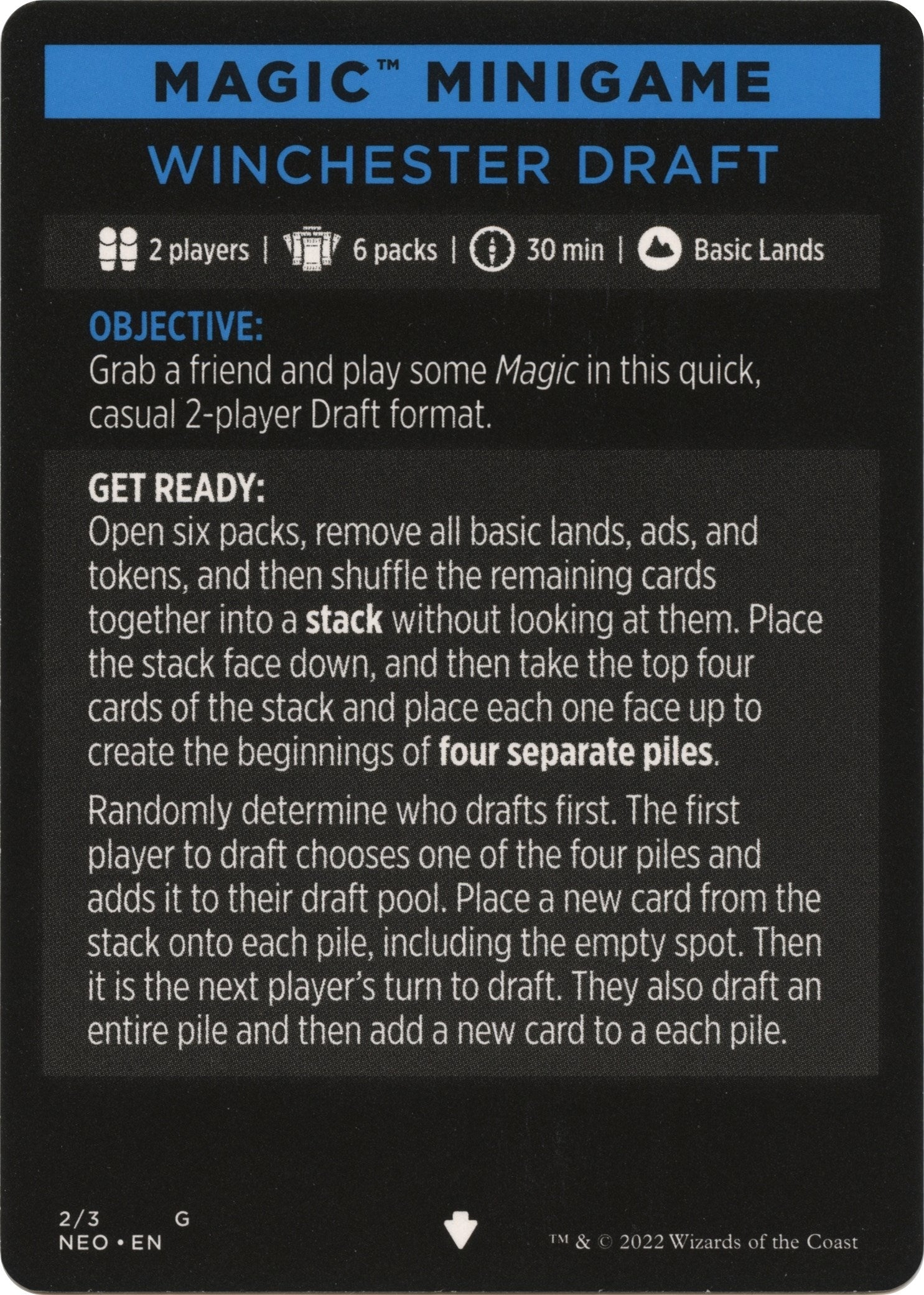 Magic Minigame: Winchester Draft (2) [NEO] - MTG Single