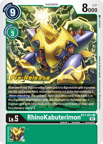 Rhinokabuterimon (7051) [BT07_PR] - Digimon Card Game Single