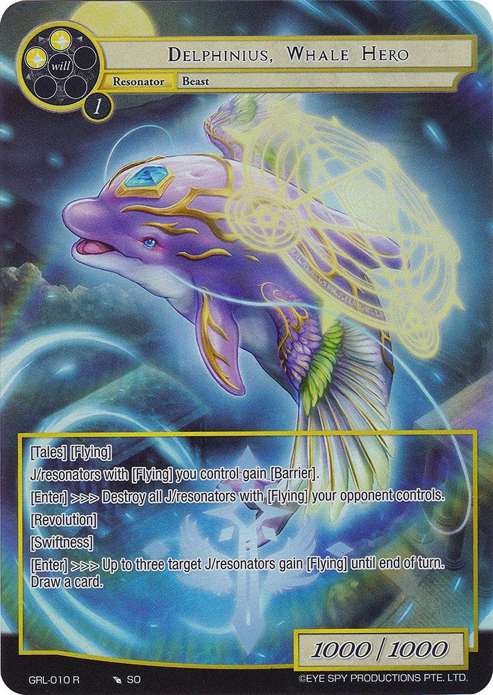 Delphinius Whale Hero (Full Art) (10) [GGR] - Force of Will Single