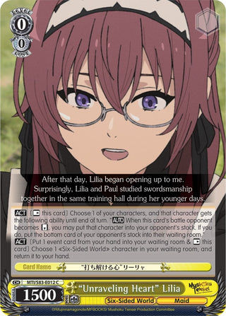 ’Unraveling Heart’ Lilia (83012) [MTI/S83] - Weiss Schwarz Single