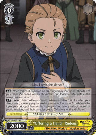 ’Offering a Hand’ Rudeus (83013) [MTI/S83] - Weiss Schwarz Single