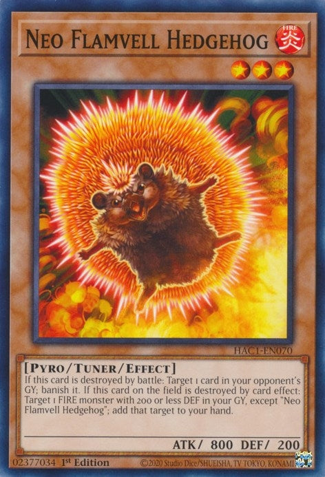 Neo Flamvell Hedgehog (1070) (HAC1) - YuGiOh Single