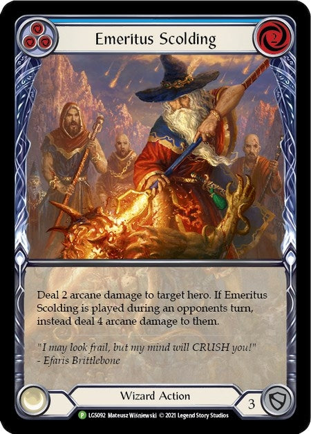 Emeritus Scolding (Blue) (Extended Art) (92) [PR] - Flesh and Blood TCG Single
