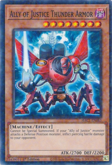 Ally of Justice Thunder Armor (Duel Terminal) (1083) (HAC1) - YuGiOh Single
