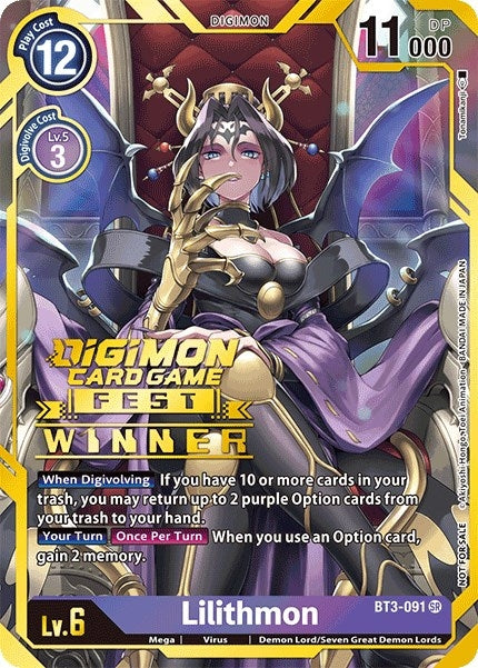 Lilithmon (Digimon Card Game Fest 2022 Winner) (3091) [BT01-03] - Digimon Card Game Single