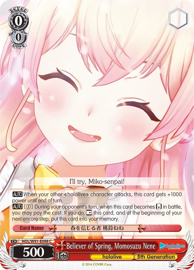 Believer of Spring Momosuzu Nene (91098) [HOL/W91] - Weiss Schwarz Single
