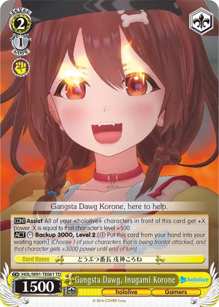 Gangsta Dawg Inugami Korone (91061) [HOL/W91] - Weiss Schwarz Single
