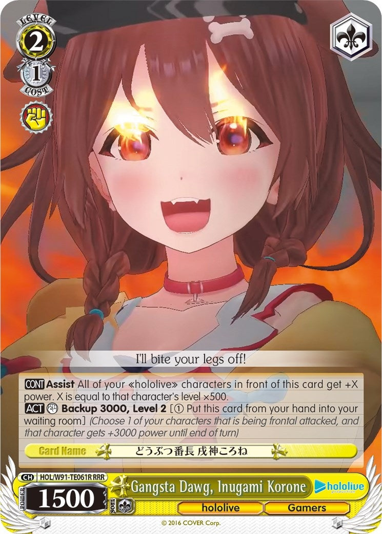 Gangsta Dawg Inugami Korone (RRR) (91061) [HOL/W91] - Weiss Schwarz Single