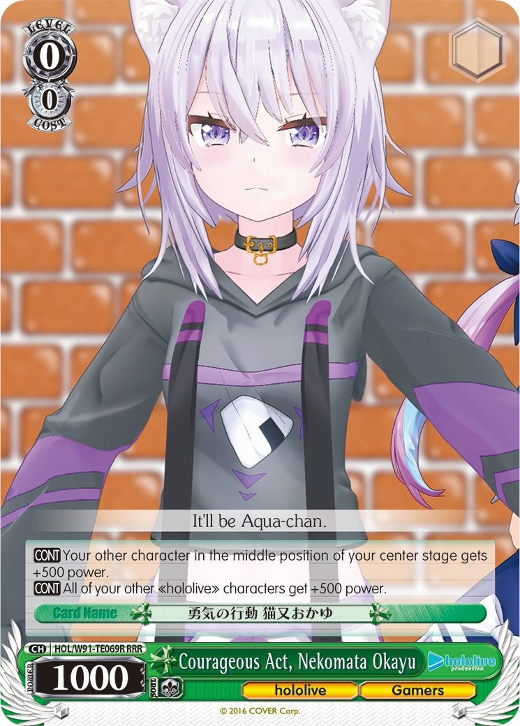 Courageous Act Nekomata Okayu (RRR) (91069) [HOL/W91] - Weiss Schwarz Single