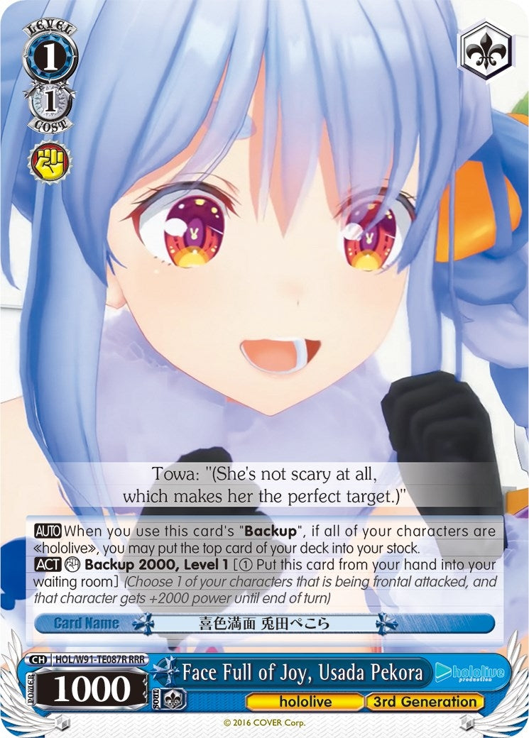 Face Full of Joy Usada Pekora (RRR) (91087) [HOL/W91] - Weiss Schwarz Single