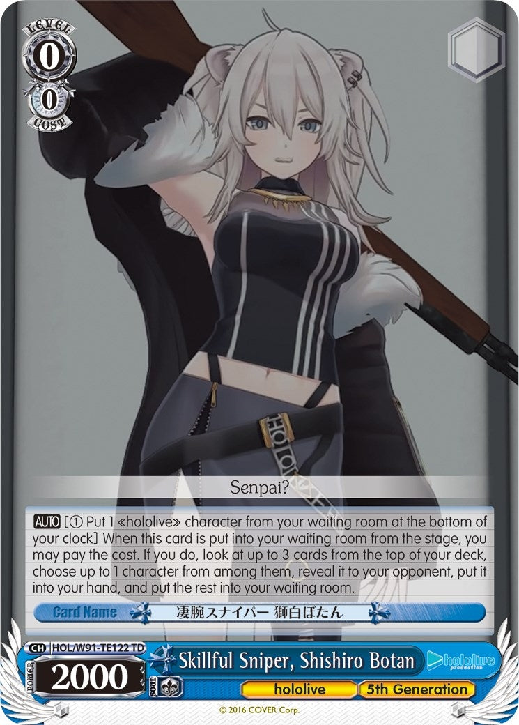 Skillful Sniper Shishiro Botan (91122) [HOL/W91] - Weiss Schwarz Single
