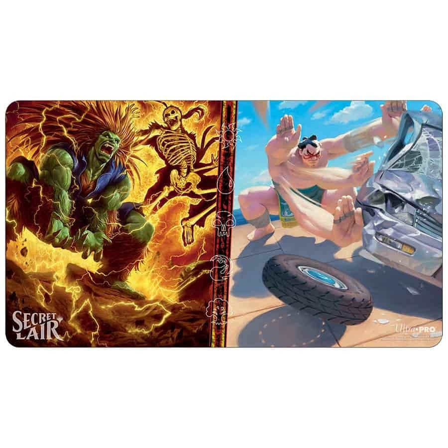 Secret Lair: Street Fighter ’Blanka Ferocious Friend and E. Honda Sumo Champion’ Playmat for Magic The Gathering