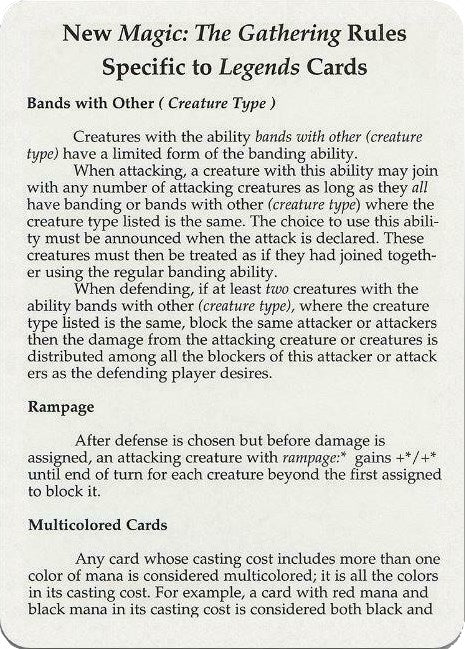 Legends Rules Card (0) [LEG] - MTG Single