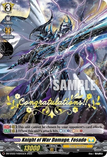 Knight of War Damage Fosado (Hot Stamped) (2022032022) [EVENT] - Cardfight Vanguard Single