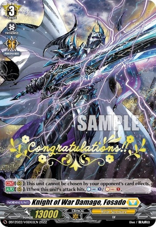 Knight of War Damage Fosado (Hot Stamped) (2022032022) [EVENT] - Cardfight Vanguard Single