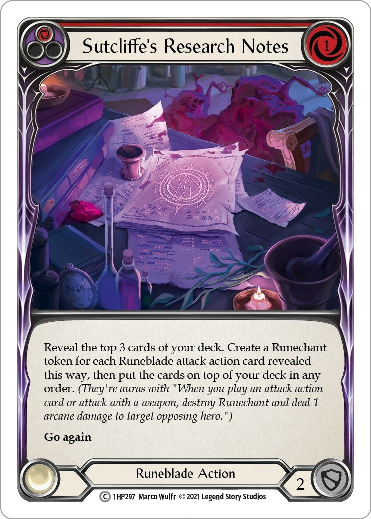 Sutcliffe’s Research Notes (Red) (1) [1HP] - Flesh and Blood TCG Single