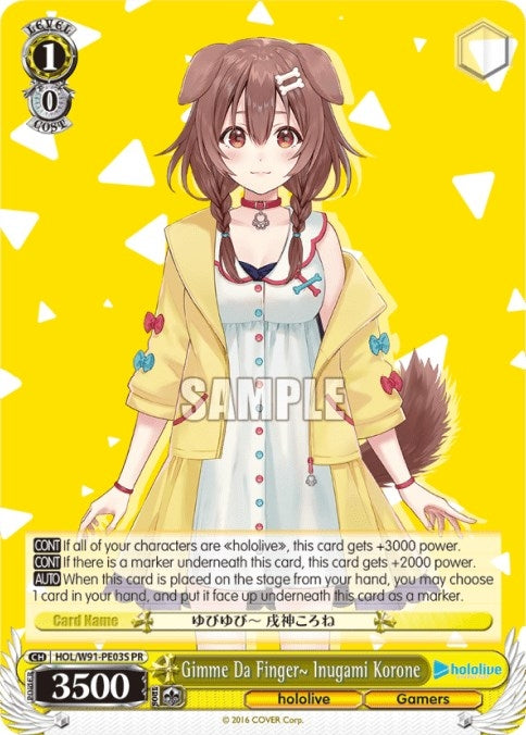 Gimme Da Finger~ Inugami Korone (Bushiroad on the Road 2022) (9103) [HOL/W91] - Weiss Schwarz Single