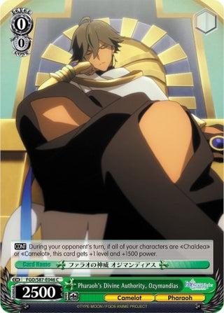 Pharaoh’s Divine Authority Ozymandias (87046) [FGO/S87] - Weiss Schwarz Single