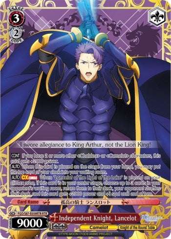 Independent Knight Lancelot (RTR) (87059) [FGO/S87] - Weiss Schwarz Single
