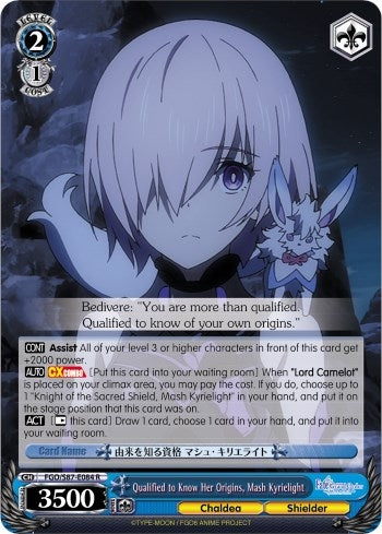 Qualified to Know Her Origins Mash Kyrielight (87084) [FGO/S87] - Weiss Schwarz Single