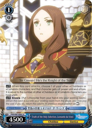 Truth of the Holy Selection Leonardo da Vinci (87091) [FGO/S87] - Weiss Schwarz Single