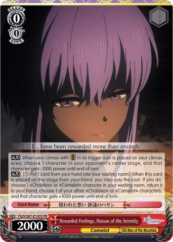 Rewarded Feelings Hassan of the Serenity (Foil) (87103) [FGO/S87] - Weiss Schwarz Single