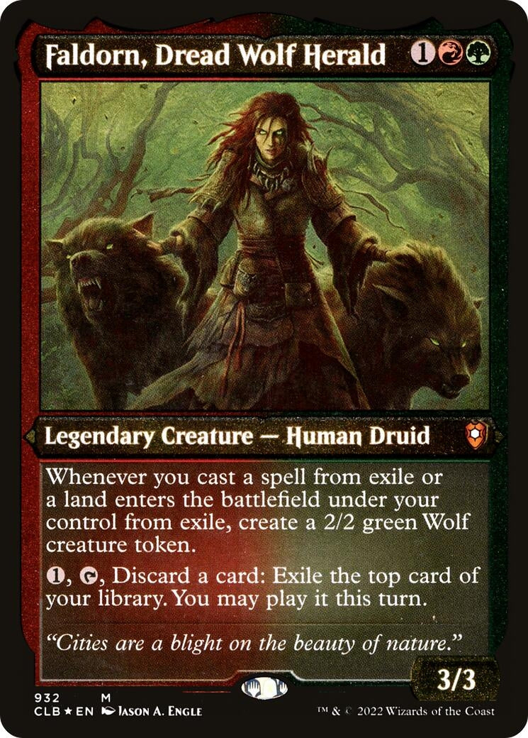 Faldorn Dread Wolf Herald (Display Commander) - Thick Stock (932) [CLB] - MTG Single