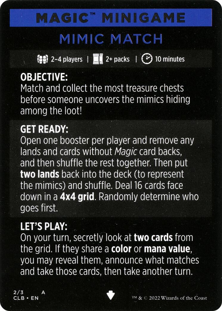Magic Minigame: Mimic Match (2) [CLB] - MTG Single